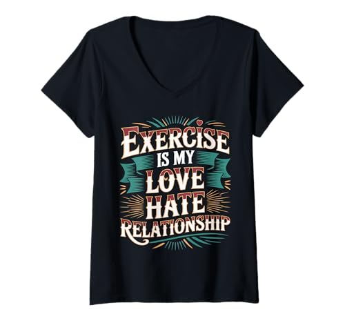 Damen Exercise is My Love Hate Relationship Trainingsfitness - T-Shirt mit V-Ausschnitt Damen Exercise is My Love Hate Relationship Trainingsfitness - T-Shirt mit V-Ausschnitt von Trainingsbeziehung Humor