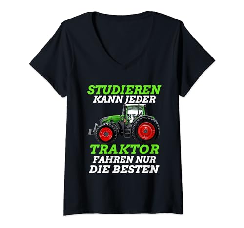 Damen Studieren kann jeder traktor fahren nur die besten T-Shirt mit V-Ausschnitt von Traktor-De