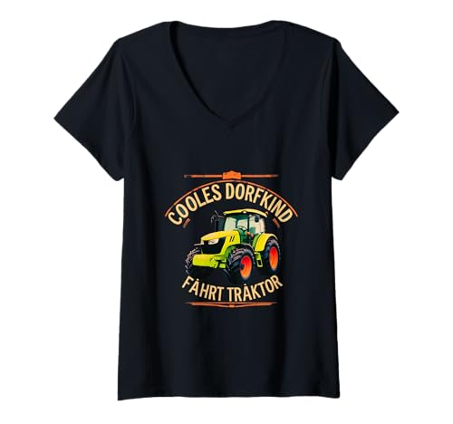 Damen Cooles Dorfkind fährt Traktor – Lustiges Bauernhof Landkind T-Shirt mit V-Ausschnitt Damen Cooles Dorfkind fährt Traktor – Lustiges Bauernhof Landkind T-Shirt mit V-Ausschnitt von Traktor Humor Design