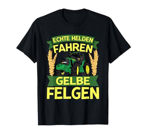 Traktor Echte Helden Fahren Gelbe Felgen Kinder T-Shirt Traktor Echte Helden Fahren Gelbe Felgen Kinder T-Shirt von Traktor Landwirt Trecker Trekker Kinder Bauer
