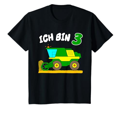 Kinder 3. Geburtstag Mähdrescher Junge Mädchen 3 Jahre Kleinkinder T-Shirt von Traktor und Erntemaschinen Designs für Kinder