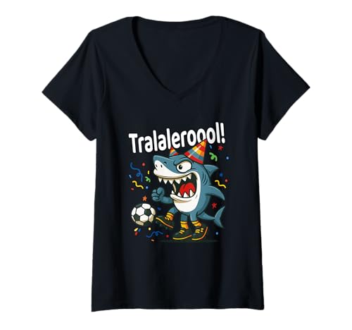 Damen Tralalero Tralala Italian Brainrot Boys Soccer Birthday Meme T-Shirt mit V-Ausschnitt von Tralalero Meme Squad
