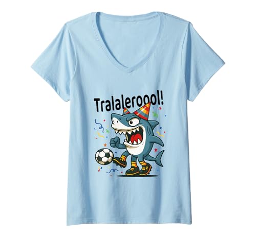 Damen Tralalero Tralala Italian Brainrot Soccer Birthday Meme Boys T-Shirt mit V-Ausschnitt von Tralalero Meme Squad