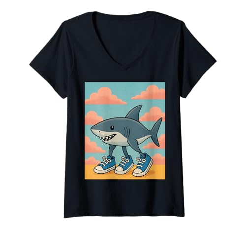 Damen Dibujo de Tralalero Tralala T-Shirt mit V-Ausschnitt von Tralalero Tralala Shark Meme