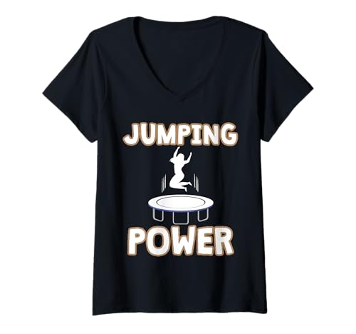 Damen Trampolin Springen Jumping Workout Trampolinspringer T-Shirt mit V-Ausschnitt Damen Trampolin Springen Jumping Workout Trampolinspringer T-Shirt mit V-Ausschnitt von Trampolin Sport Designs
