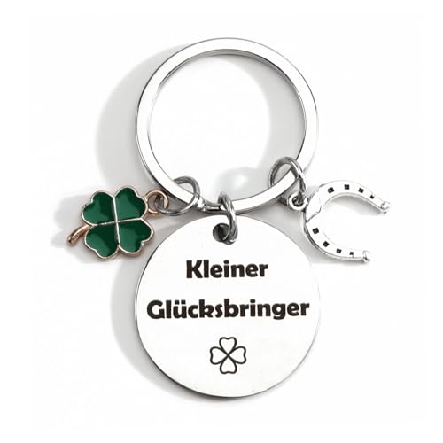 Personalisierter Schlüsselanhänger Aus Edelstahl Mit Hufeisen Und Vierblättrigem Kleeblatt-Anhänger Als Kleiner Glücksbringer, Ideales Geburtstagsgeschenk Für Guter Freundin Oder Zur Einschulung von Tranbath