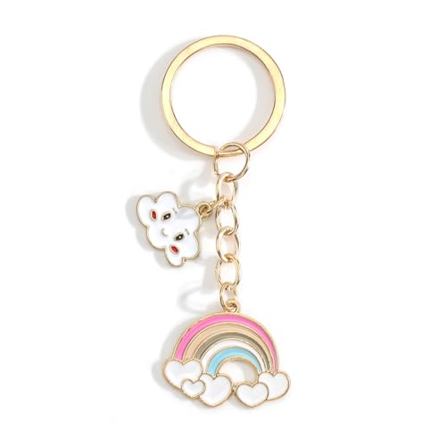 Tranbath Eleganter Schlüsselanhänger Aus Edelstahl Mit Buntem Regenbogen Design Und Weißem Wolken Anhänger, Das Perfekte Personalisierte Geschenk Für Frauen, Glücksbringer Zum Valentinstag, Für Paare von Tranbath