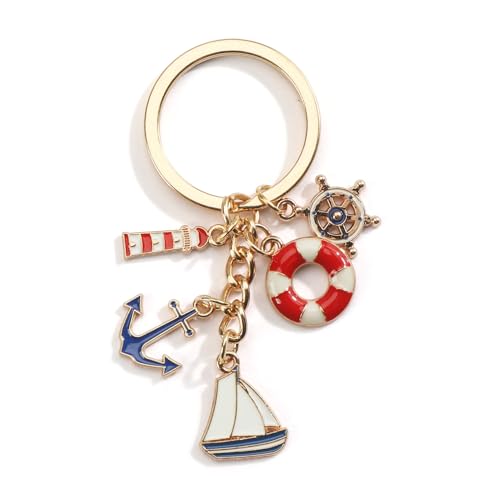Tranbath Maritimer Schlüsselanhänger mit Segelboot und Anker, Geschenkideen für Frauen, Geburtstagsgeschenk, Guter Freundin, Segeln Zubehör für Nautik-Fans, Geschenk für Seglerinnen von Tranbath