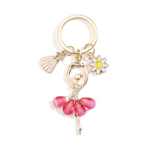 Tranbath Schlüsselanhänger Tänzerin Ballett Geschenk, Tanz Anhänger für Frauen, Süße Schlüsselanhänger mit tanzendem Mädchen, Cute Anhänger für Tasche, Turnen Zubehör, Geschenk Lehrerin Auto Damen von Tranbath