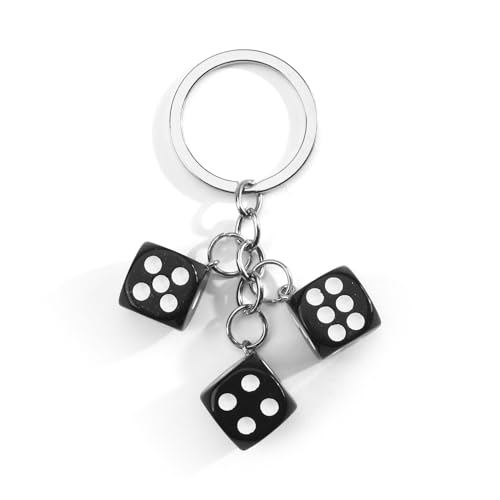 Würfel Schlüsselanhänger, Glücksbringer Für Frauen Und Männer, Taschen Charms Accessoires, Geschenk Für Freundin, Geburtstagsgeschenk Frauen, Beste Freundin (Schwarz) von Tranbath