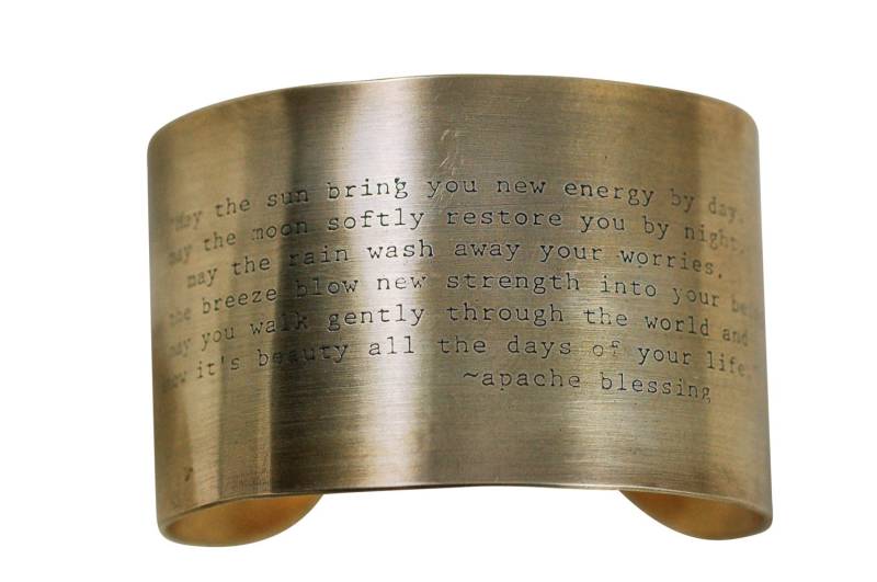 1.5"cm Armspange Aus Messing Mit Hochzeitssegen in Bronze, Silber Oder Gold Fill von TranquillaStudio