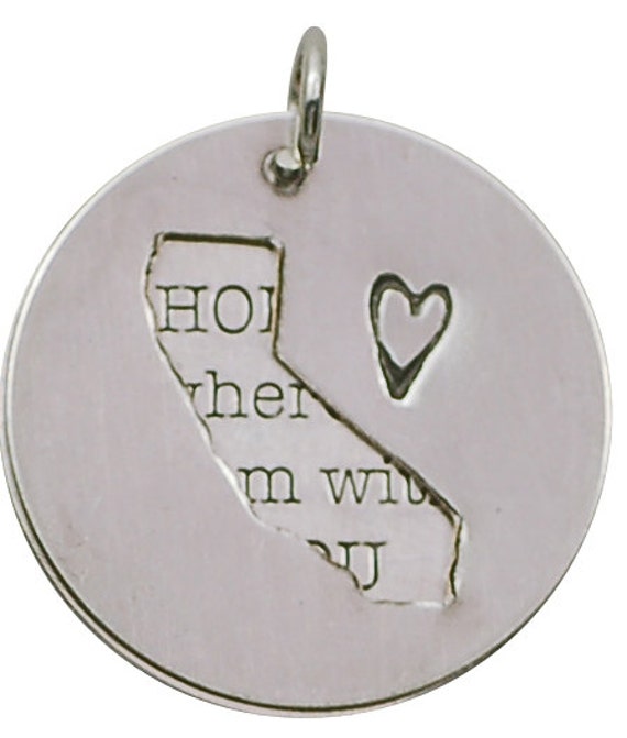 Kalifornien-Halskette, Zuhause Ist, Wo Immer Ich Bei Dir Bin, Anhänger, Kalifornien-Anhänger, Grad-Schmuck, 2-Teilige Halskette von TranquillaStudio