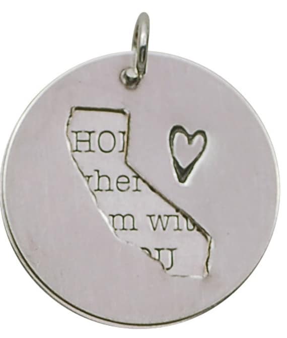 Kalifornien-Halskette, Zuhause Ist, Wo Immer Ich Bei Dir Bin, Anhänger, Kalifornien-Anhänger, Grad-Schmuck, 2-Teilige Halskette von TranquillaStudio