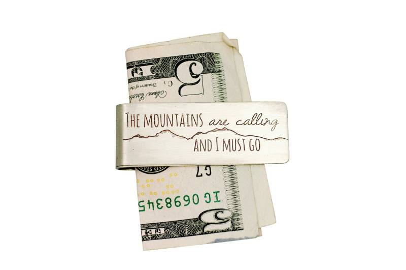 Walze Gedruckt Geld-Clips... Holz-Maserung, Topo-Karte, Berg Ruft, Sie Sind Genial, Ist Alles in Ordnung Zu Sein von TranquillaStudio