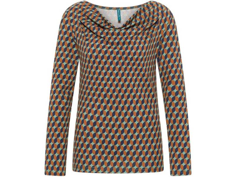 Tranquillo Langarmshirt tranquillo Bio-Damen-Langarmshirt mit Wasserfallau von Tranquillo