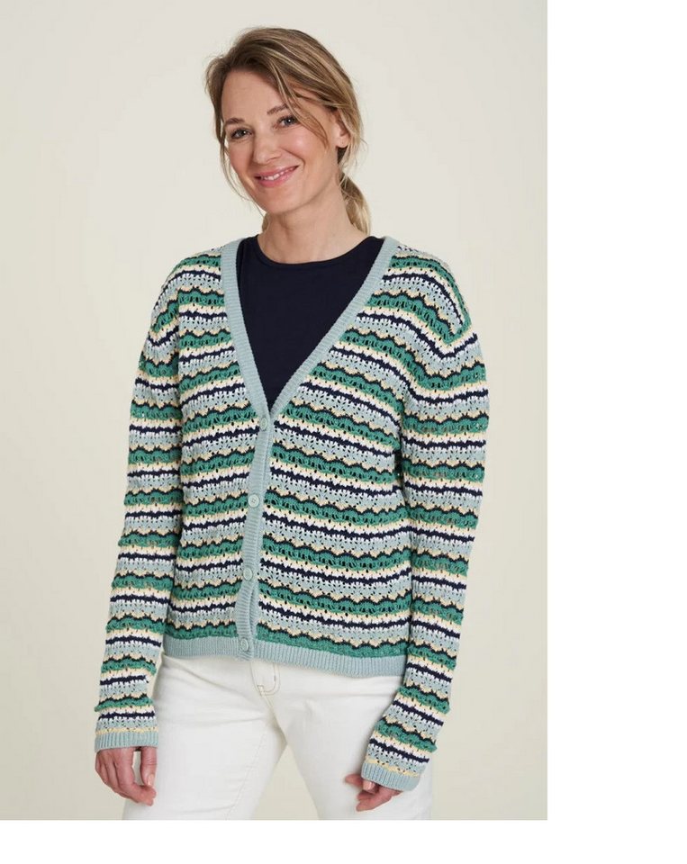 Tranquillo Strickjacke Damen Leichte STRICKJACKE aqua Aus Biobaumwolle mit Knöpfleiste von Tranquillo