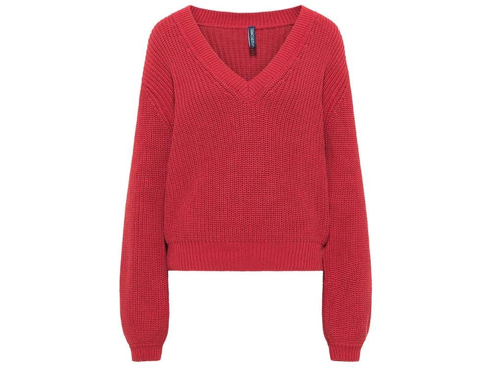 Tranquillo Strickpullover tranquillo Bio-Damen-Strickpullover mit tiefem V-A von Tranquillo