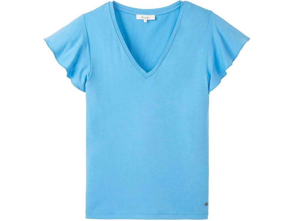 Tranquillo T-Shirt tranquillo Bio-Damen-T-Shirt mit Volant-Ärmel von Tranquillo