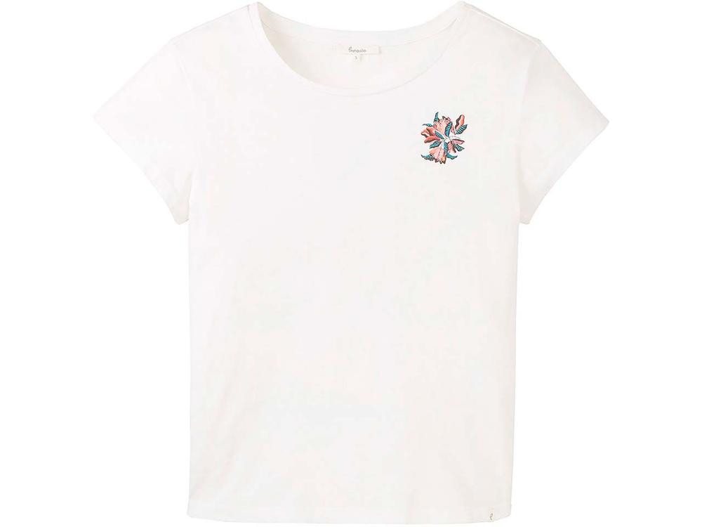 Tranquillo T-Shirt tranquillo Bio-Damen-T-Shirt mit floraler Stickere von Tranquillo