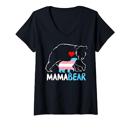 Damen Trans Mama Bear Proud Mom Regenbogen Transgender Muttertag T-Shirt mit V-Ausschnitt Damen Trans Mama Bear Proud Mom Regenbogen Transgender Muttertag T-Shirt mit V-Ausschnitt von Trans Mama Bear Proud Mom Rainbow Transgender tee