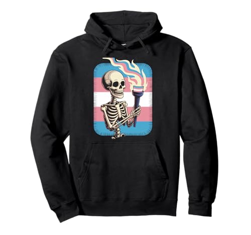 Skelett Transgender Pride Taschenlampe LGBTQ Gleichheit Damen Herren Pullover Hoodie von Trans Rights Fire Flame Hope Skull Support Fun