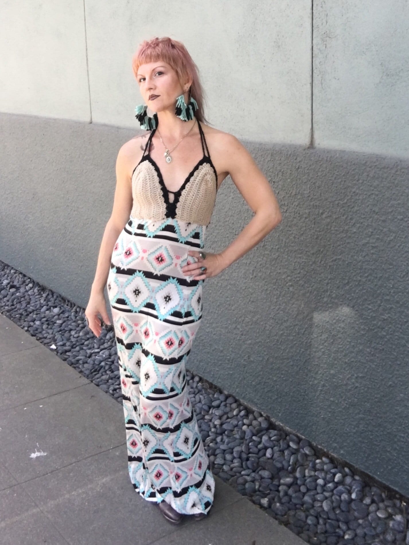 Gehäkeltes Azteken Maxi Festival Boho Kleid Gr. Small By Krisztina Lazar Gehäkeltes Azteken Maxi Festival Boho Kleid Gr. Small By Krisztina Lazar von TranscendentBird