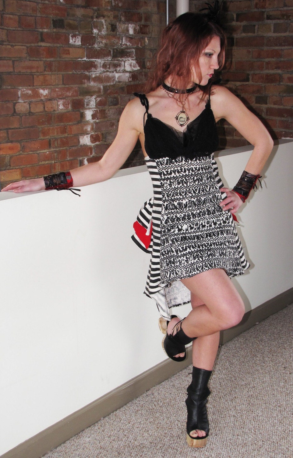 Sale Steampunk Noir Karneval Mini Bustle Kleid Bio Baumwolle Jersey Burning Man Playa Wear By Krisztina Lazar von TranscendentBird