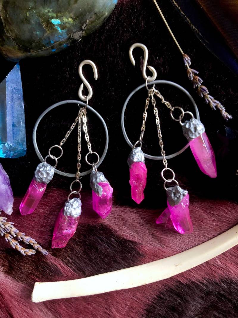 Tochter Des Mondes Lila Regenbogen Aura Creolen 10G Sterling Silber Ohrgewichte Tochter Des Mondes Lila Regenbogen Aura Creolen 10G Sterling Silber Ohrgewichte von TranscendentBird