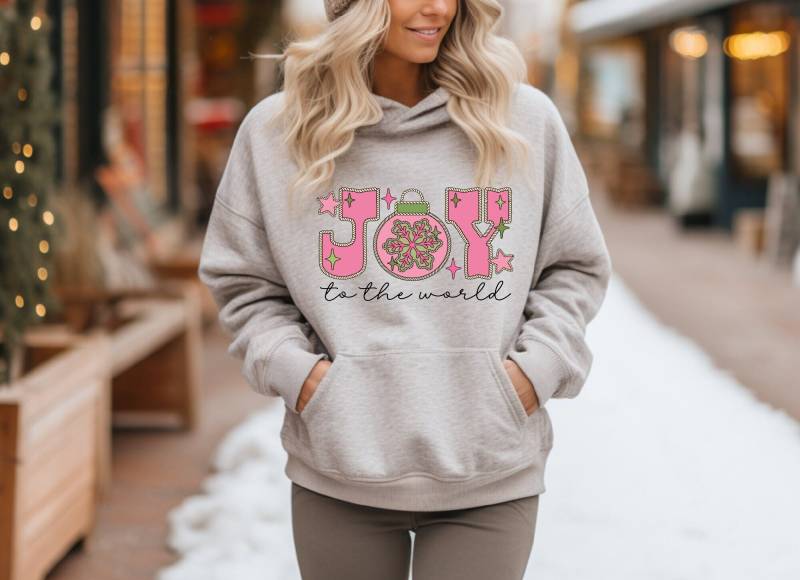 Bügelbild Weihnachten Joy To The World | Weihnachts Pullover Damen Christmas Weihnachtsoutfit von TransferExperience