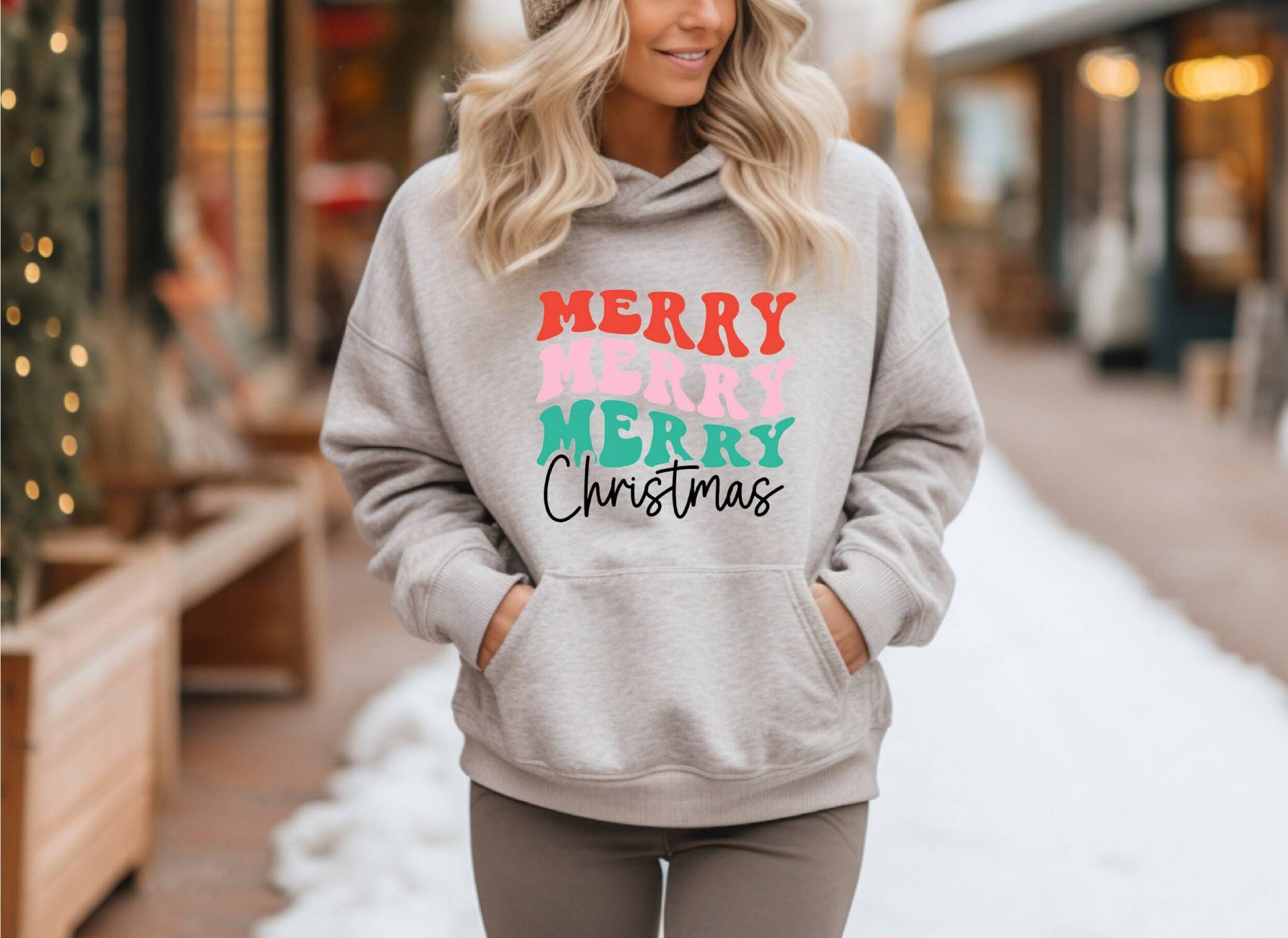 Bügelbild Weihnachten Merry Christmas | Weihnachtlicher Pullover Weihnachtliches Kissen Weihnachtsgeschenk Applikation von TransferExperience