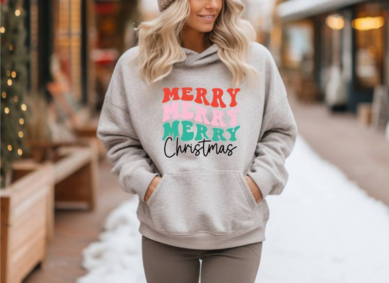 Bügelbild Weihnachten Merry Christmas | Weihnachtlicher Pullover Weihnachtliches Kissen Weihnachtsgeschenk Applikation von TransferExperience