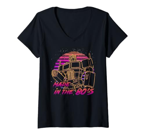 Damen Transformers Evergreen Made In The 80's Optimus Prime T-Shirt mit V-Ausschnitt von Transformers