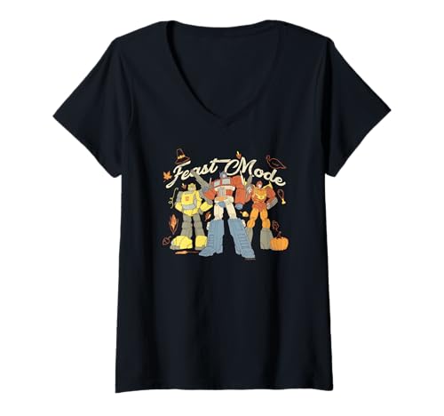 Damen Transformers Halloween Feast Mode Distressed Group Shot T-Shirt mit V-Ausschnitt von Transformers