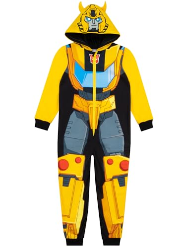 Transformers Bumblebee Jumpsuit Kinder | Jumpsuit Jungen Kuschelig | Schlafoveralls Für Jungen | Gelb 128 von Transformers