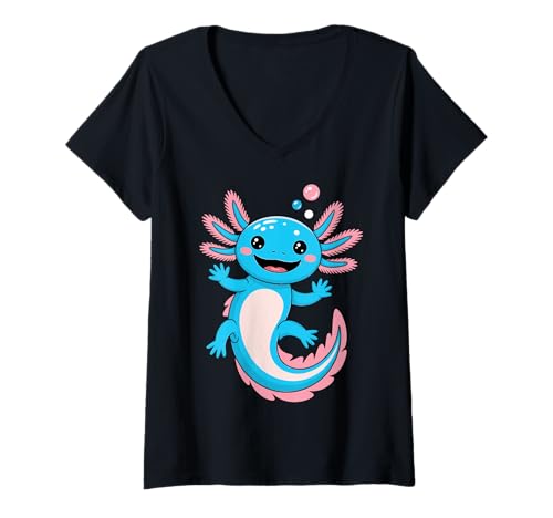 Damen Transgender Pride Axolotl Trans T-Shirt mit V-Ausschnitt Damen Transgender Pride Axolotl Trans T-Shirt mit V-Ausschnitt von Transgender Pride Axolotl Trans Tees