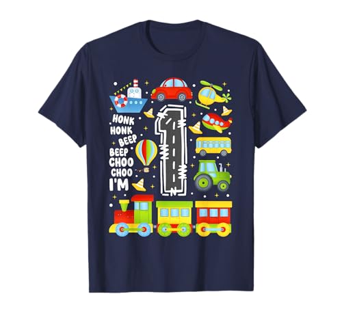 1 Jahr alt Jungen Mädchen Kinder 1. Geburtstag Transport T-Shirt 1 Jahr alt Jungen Mädchen Kinder 1. Geburtstag Transport T-Shirt von Transportation Birthday Party Matching Bday Crew