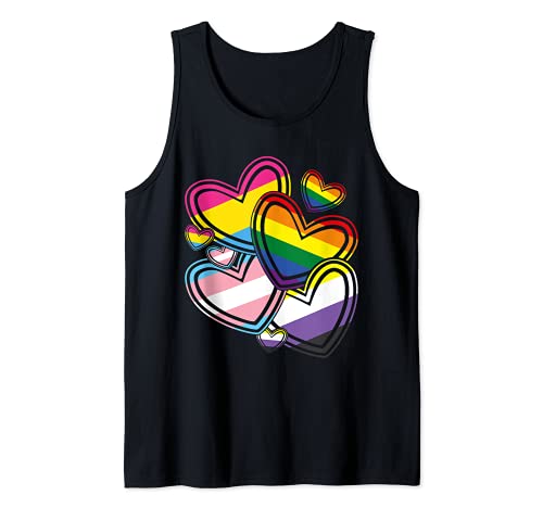 Regenbogen Herz Queer Pansexuell Nicht Binär Trans LGBT Tank Top von Transsexuell Queer Pan LGBT Nicht Binär
