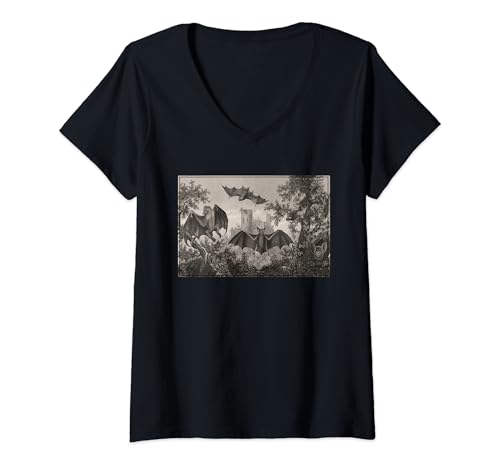 Damen Vampirfledermäuse von Siebenbürgen T-Shirt mit V-Ausschnitt von Transylvanian Dracula Castle - Bram Stoker