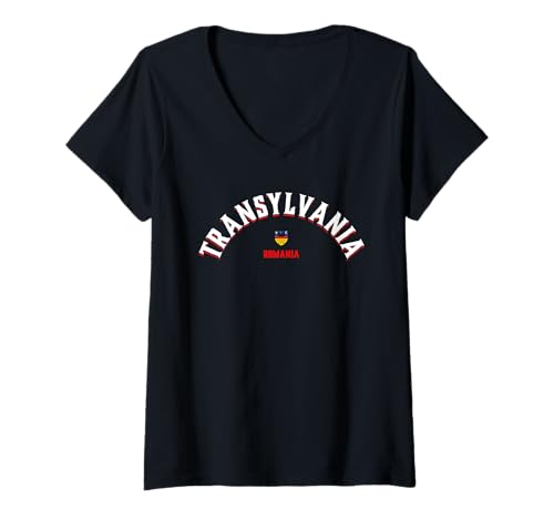 Damen Siebenbürgen - Besuchen Sie Rumänien Vampir Halloween Gothic T-Shirt mit V-Ausschnitt Damen Siebenbürgen - Besuchen Sie Rumänien Vampir Halloween Gothic T-Shirt mit V-Ausschnitt von Transylvanian Travel Gifts & Gear