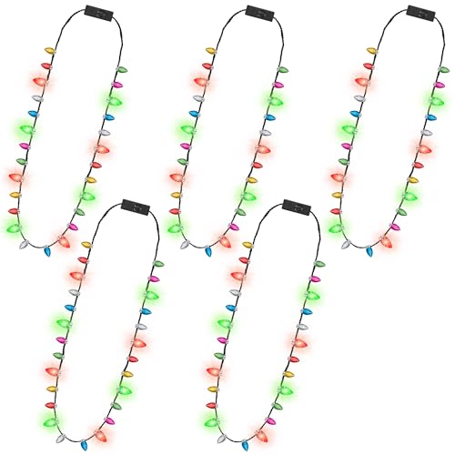 5 x Weihnachtslicht-Halskette, 3 Blitzmodi, Weihnachtszubehör, Weihnachtsgeschenke, Weihnachtslicht-Halskette mit bunten Glühbirnen für Urlaub, Party, hässliche Pullover, Versammlungsdekorationen 5 x Weihnachtslicht-Halskette, 3 Blitzmodi, Weihnachtszubehör, Weihnachtsgeschenke, Weihnachtslicht-Halskette mit bunten Glühbirnen für Urlaub, Party, hässliche Pullover, Versammlungsdekorationen von Traplace