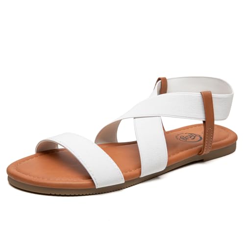 Trary Damen Elegant Sommer Sandalen Elastisch Niedlich Offene Zehe Weite Sandalias Para Mujer, Weiss/opulenter Garten, 38.5 EU von Trary