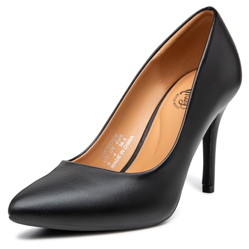 Trary Damen High Heel Kleid Pump Spitze Zehenschuh Klassisch Büro Special Dressy Casual, Schwarz, 40.5 EU von Trary