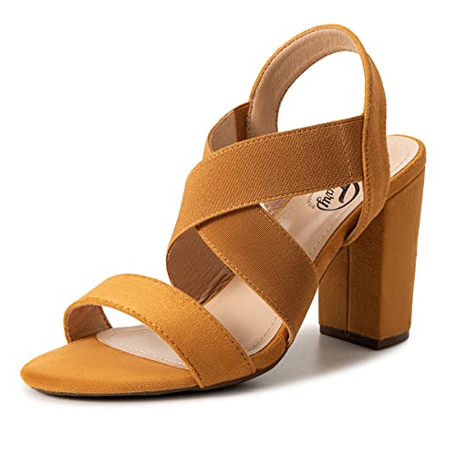 Trary Damen-Sandalen mit elastischem Riemen, Blockabsatz, Braun (braun), 39 EU von Trary