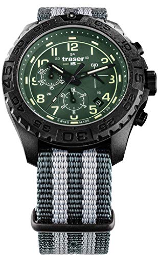 Traser H3 P96 Outdoor Pioneer Evolution Chrono Green Tactical Watch Militär Armbanduhr NATO Armband von Traser