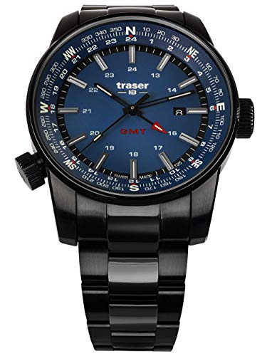 Traser Herren Analog Quarz Uhr mit Edelstahl Armband 109524 von Traser