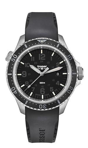 Traser Herren. Analog Quarz Uhr mit Kautschuk Armband 109377 von Traser