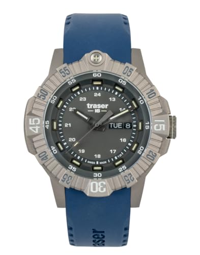 Traser Herren Analog Schweizer Quarzwerk Uhr mit Kautschuk Armband 110667 von Traser