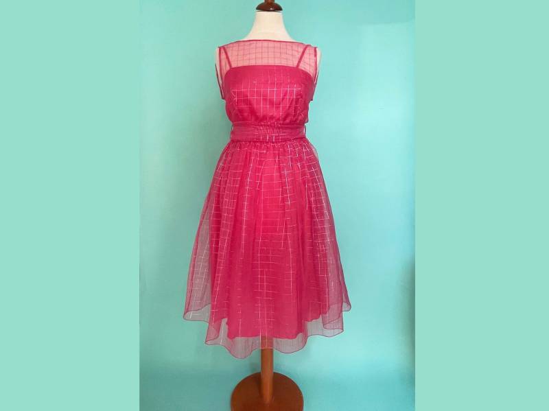 80Er Jahre True Vintage Kleid Chiffon Pink-Lurex von TrashiqueShop