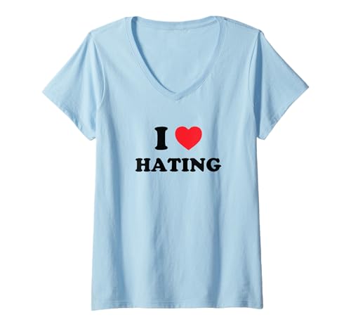Damen I Love Hating Funny Y2K 2000er 90er sarkastische Ästhetik T-Shirt mit V-Ausschnitt Damen I Love Hating Funny Y2K 2000er 90er sarkastische Ästhetik T-Shirt mit V-Ausschnitt von Trashow Y2K