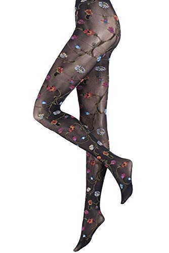 Trasparenze Damen 1 Paar Platino Blumen Knit Opaque Tights Variante Unica L von Trasparenze